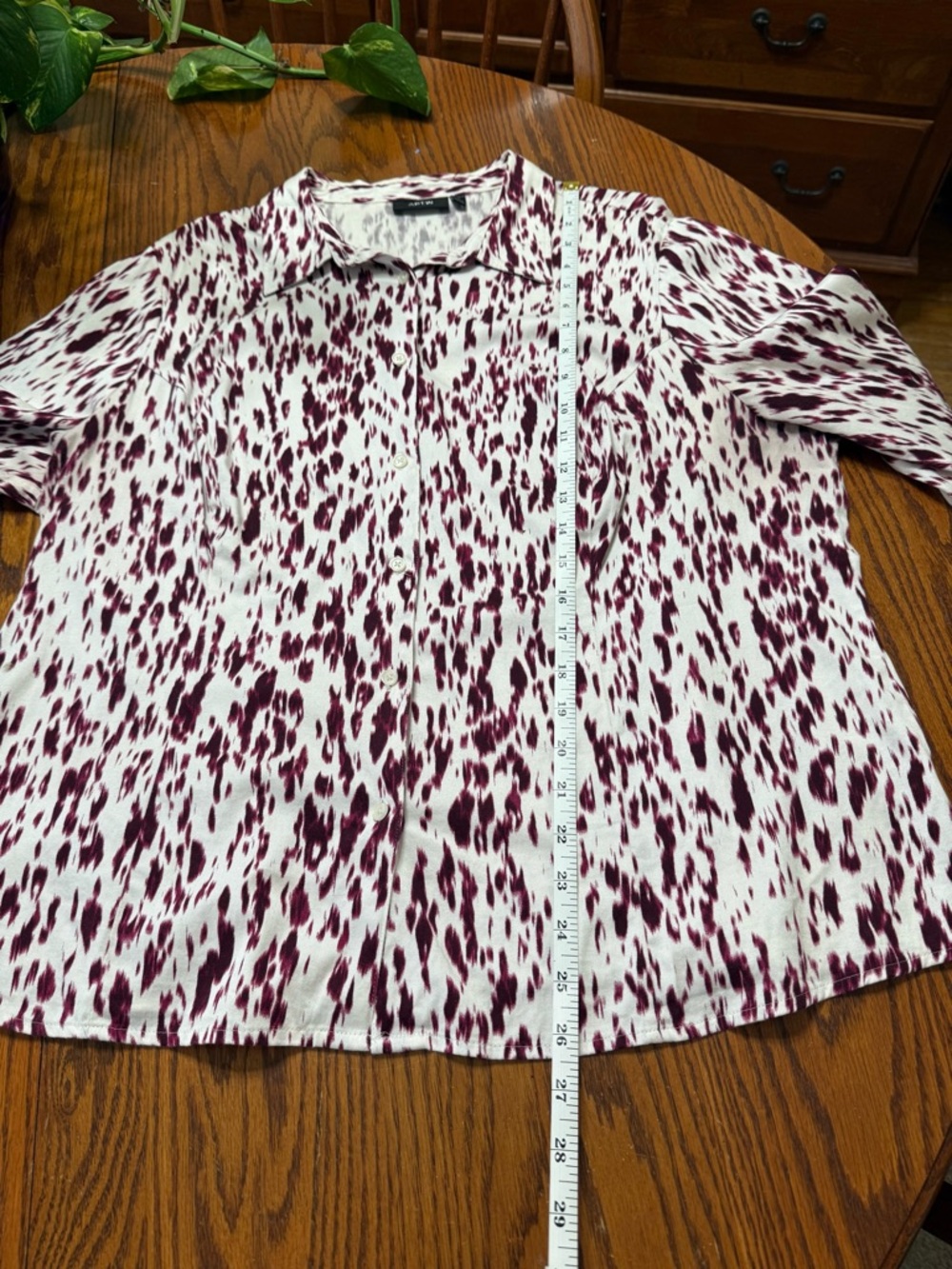 Apt. 9 Patterned White & Maroon Button Down Blous… - image 7